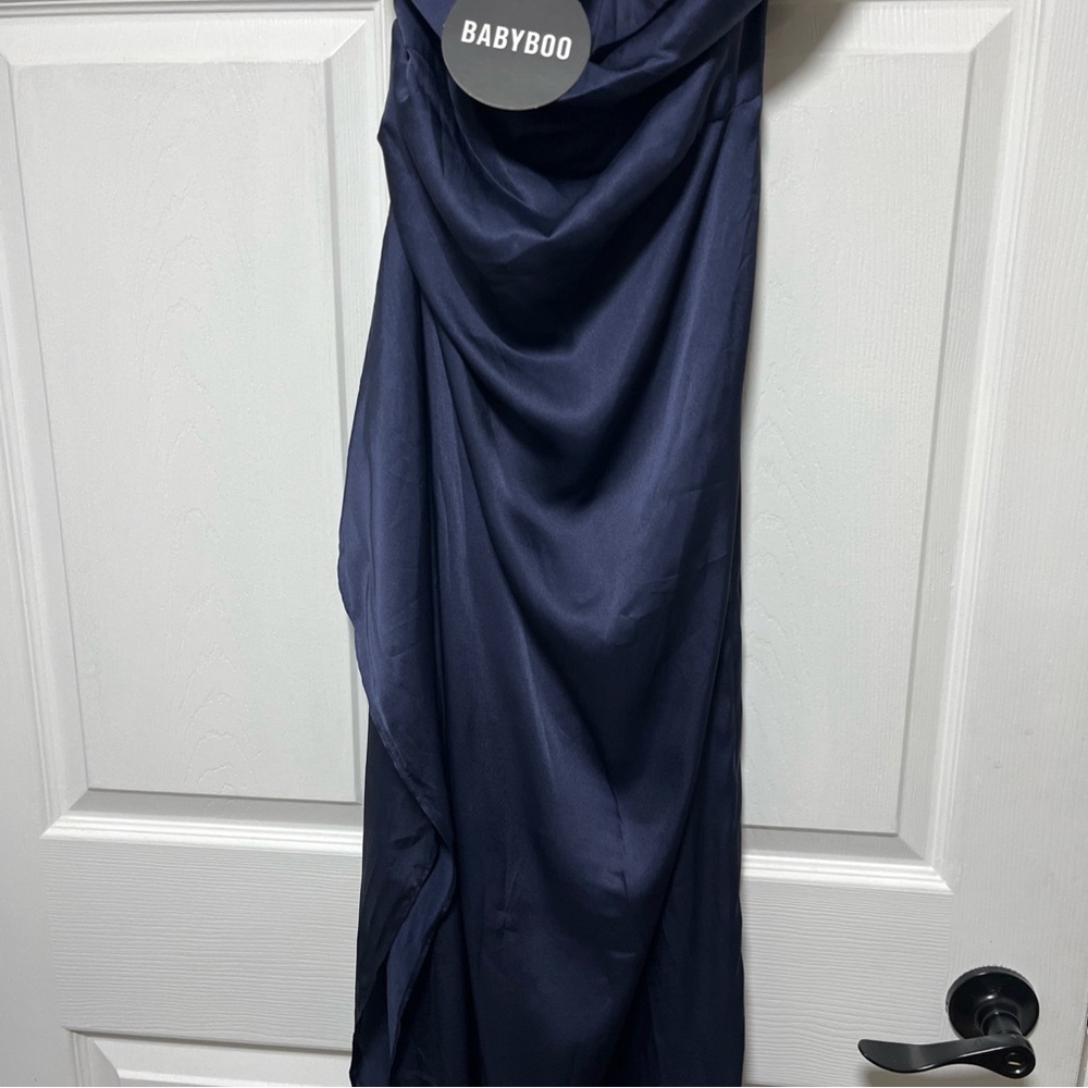 Elegant Navy One-Shoulder Maxi Dress - Picture 9 of 16
